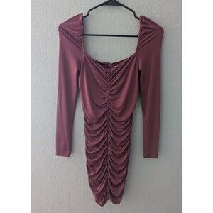 Lovers + Friends Bailey Mini Dress Women's Size XS Maroon Ruched Dress